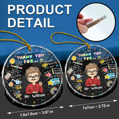 Teacher Thank You For Helping Me Grow - Personalized Circle Acrylic Ornament