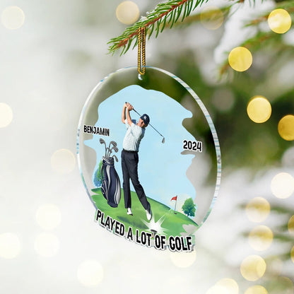 Custom Photo Funny Golfer Played A Lot Of Golf - Personalized Custom Shaped Acrylic Ornament