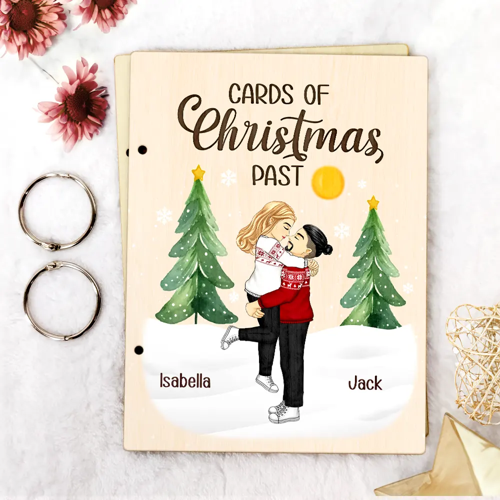 Kissing Couple Cards Of Christmas Past - Personalized Card Keeper, Card Holder