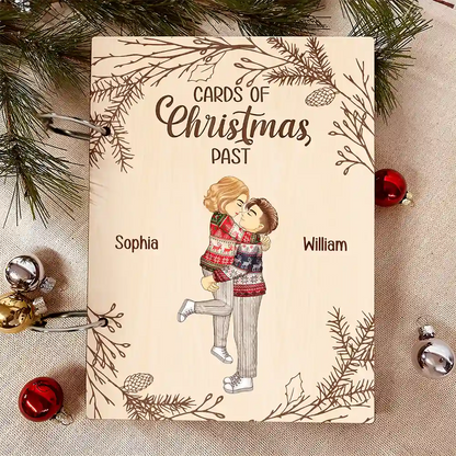 Kissing Couple Cards Of Christmas Past - Personalized Card Keeper, Card Holder