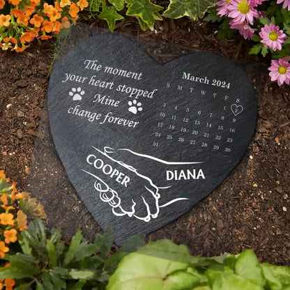 Dog Paw It Broke My Heart To Lose You Calendar - Personalized Heart Memorial Garden Stone