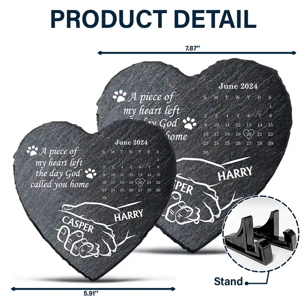 Dog Paw It Broke My Heart To Lose You Calendar - Personalized Heart Memorial Garden Stone