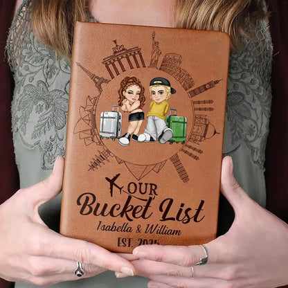 Our Bucket List Travel Couple - Personalized Leather Journal