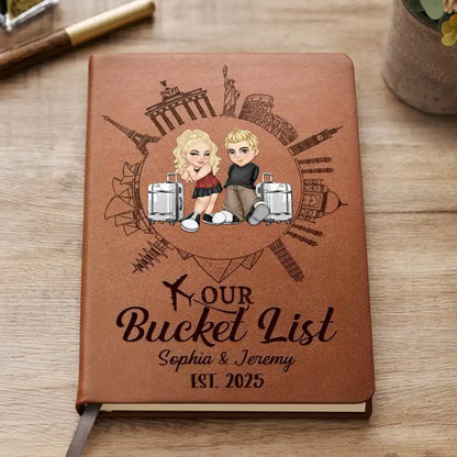 Our Bucket List Travel Couple - Personalized Leather Journal