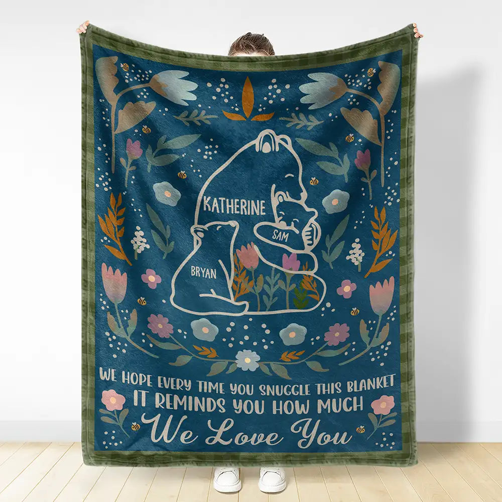 Mama Bear We Hope Every Time You Snuggle This Blanket - Personalized Fleece Blanket, Sherpa Blanket