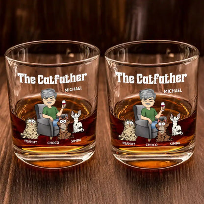 The Cat Father - Personalized Whiskey Glass