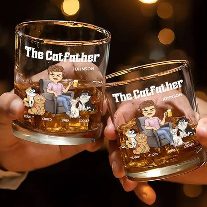 The Cat Father - Personalized Whiskey Glass