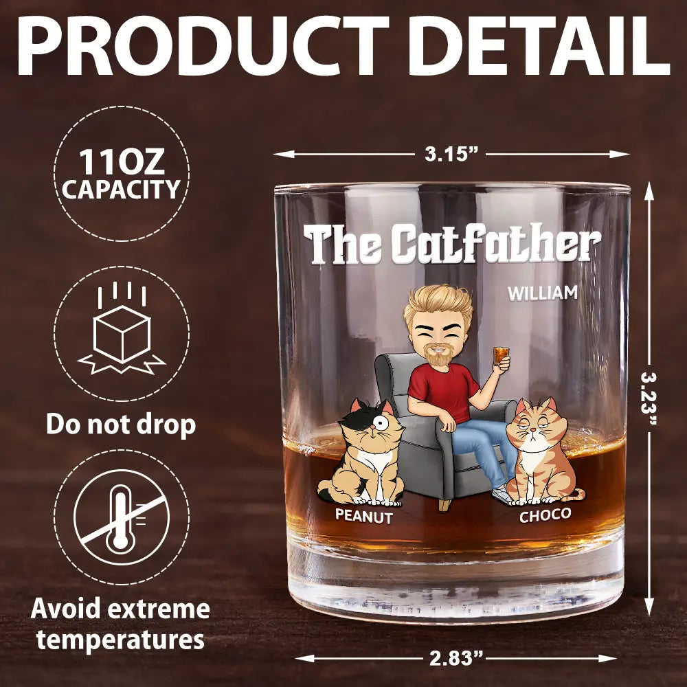 The Cat Father - Personalized Whiskey Glass