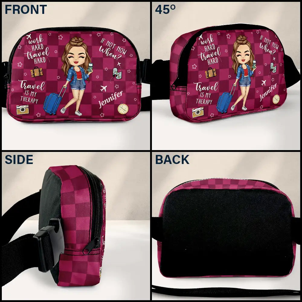 Travel Is My Therapy - Personalized Crossbody Belt Bag