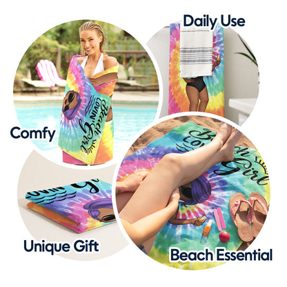 Tie Dye Life Is Better At The Beach - Birthday, Summer Gift For Him, Her, Yourself, Girlfriend, Boyfriend, BFF Best Friends, Traveling Lovers - Personalized Custom Beach Towel