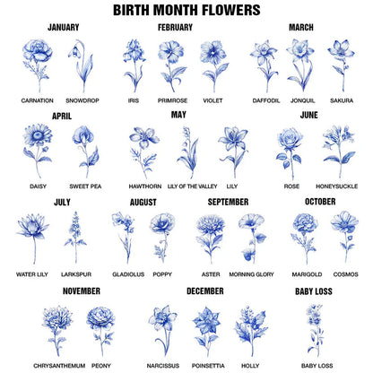 Toile De Jouy Birth Flower Grow An Old Friend - Personalized Ceramic Flower Vase