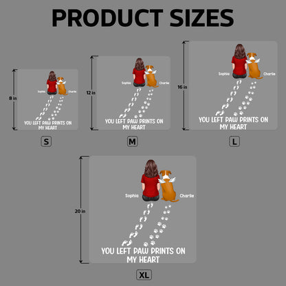 You Left Paw Prints On My Heart Dog Cat Pet Memorial Personalized Decal