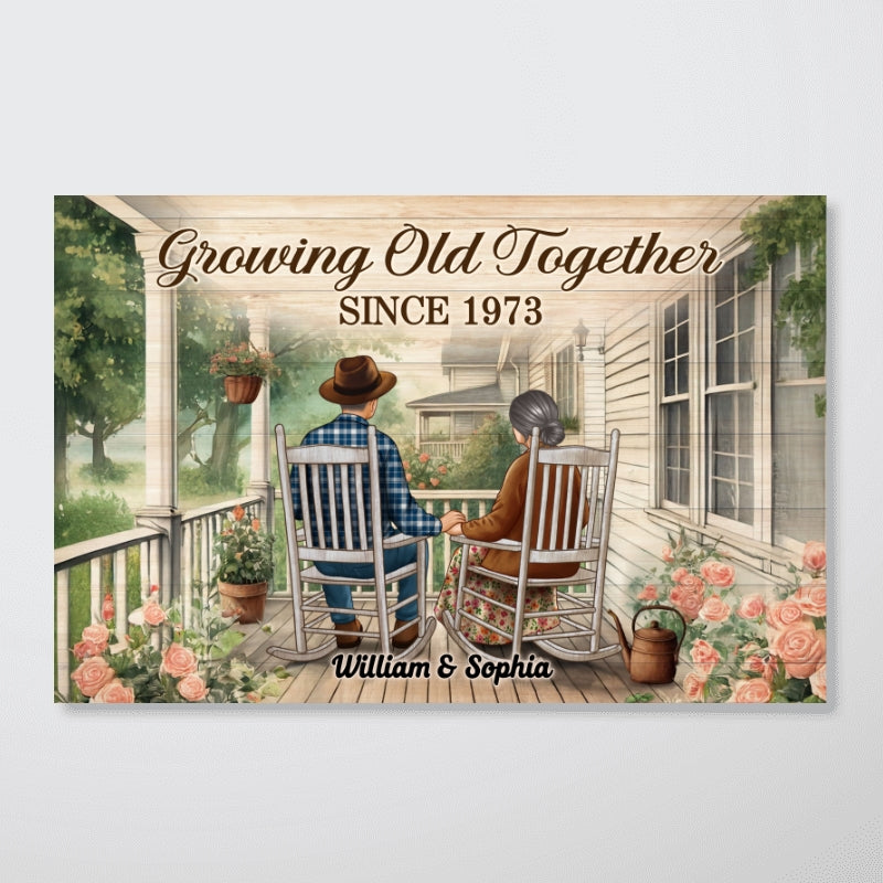 Couple Sitting On The Porch, Growing Old Together Personalized Poster, Heartfelt Valentine's Day Gift For Couple, For Him, For Her, Husband, Wife