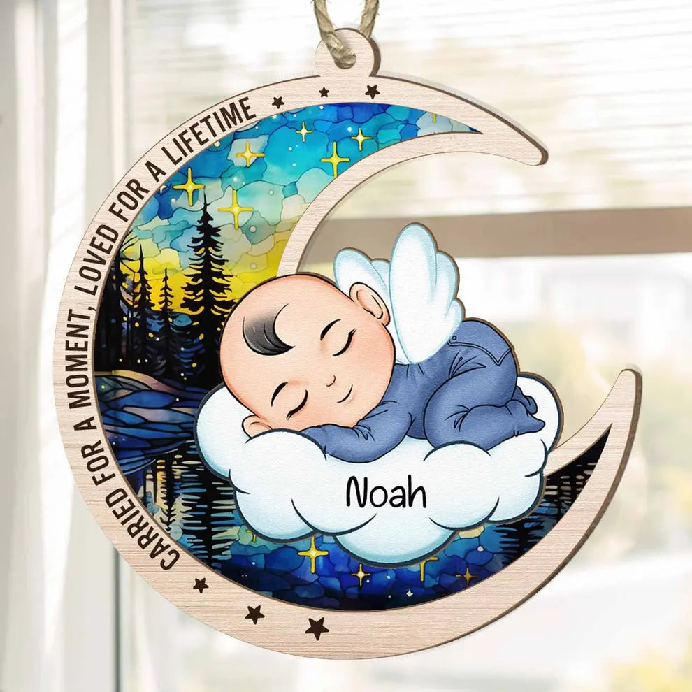 Baby - Carried For A Moment, Loved For A Lifetime - Personalized Suncatcher Ornament Hanging Suncatcher Ornament The Next Custom Gift