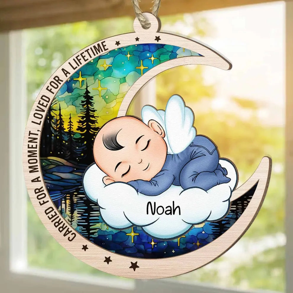 Baby - Carried For A Moment, Loved For A Lifetime - Personalized Suncatcher Ornament Hanging Suncatcher Ornament The Next Custom Gift