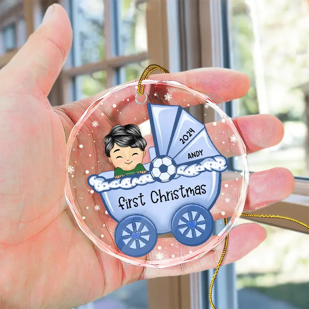 Baby First Christmas - Personalized Circle Glass Ornament Ornament The Next Custom Gift