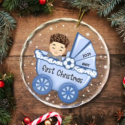 Baby First Christmas - Personalized Circle Glass Ornament Ornament The Next Custom Gift