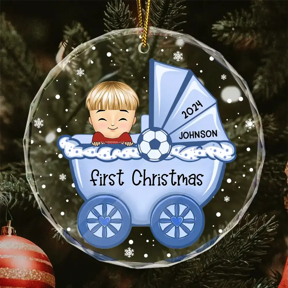 Baby First Christmas - Personalized Circle Glass Ornament - The Next – The  Next Custom Gift