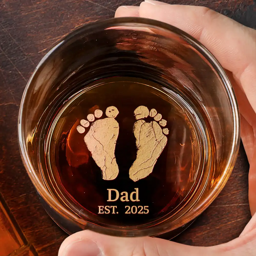 Baby Footprints First Christmas Together - Personalized Engraved Whiskey Glass