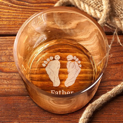 Baby Footprints First Christmas Together - Personalized Engraved Whiskey Glass