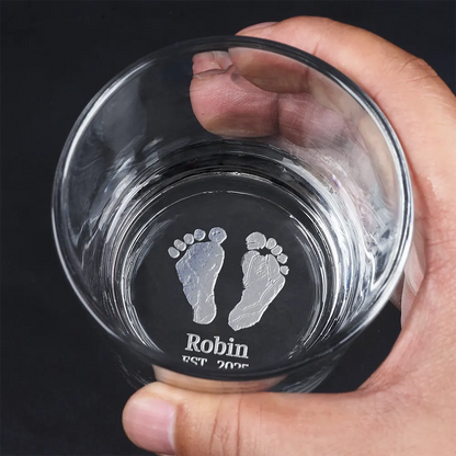 Baby Footprints First Christmas Together - Personalized Engraved Whiskey Glass