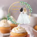 Backside Couple Happy Wedding - Personalized Acrylic Cake Topper