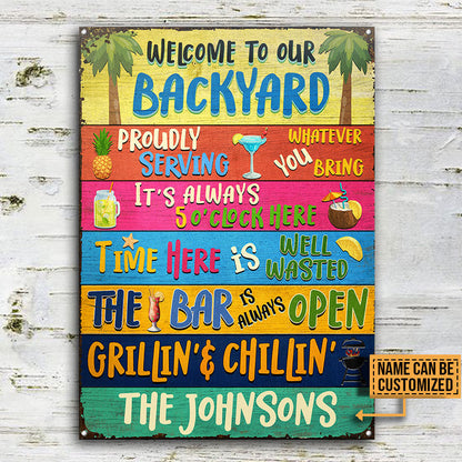 Backyard Bar Grilling Welcome To Custom Classic Metal Signs