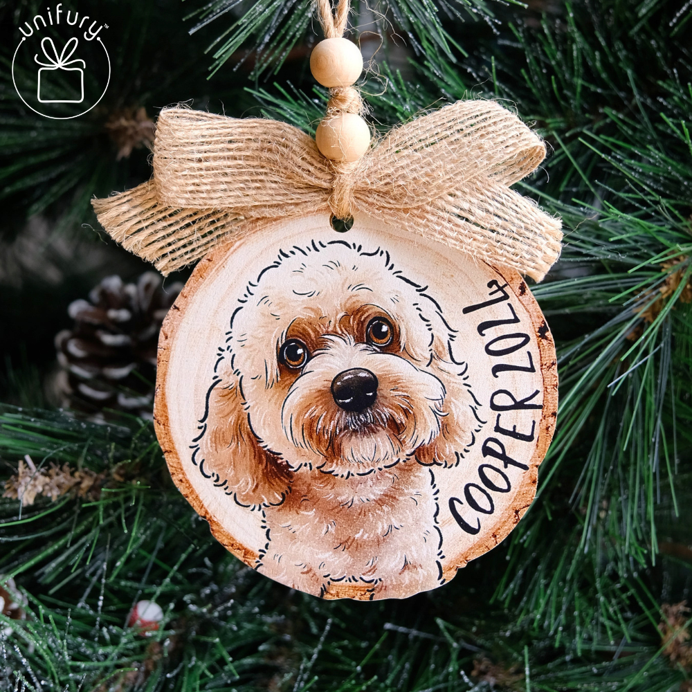 Unique Pet's Face Wooden Ornament - Custom Dog Cat Portrait - Gifts For Dog Mom, Dad, Dog Cat Lovers