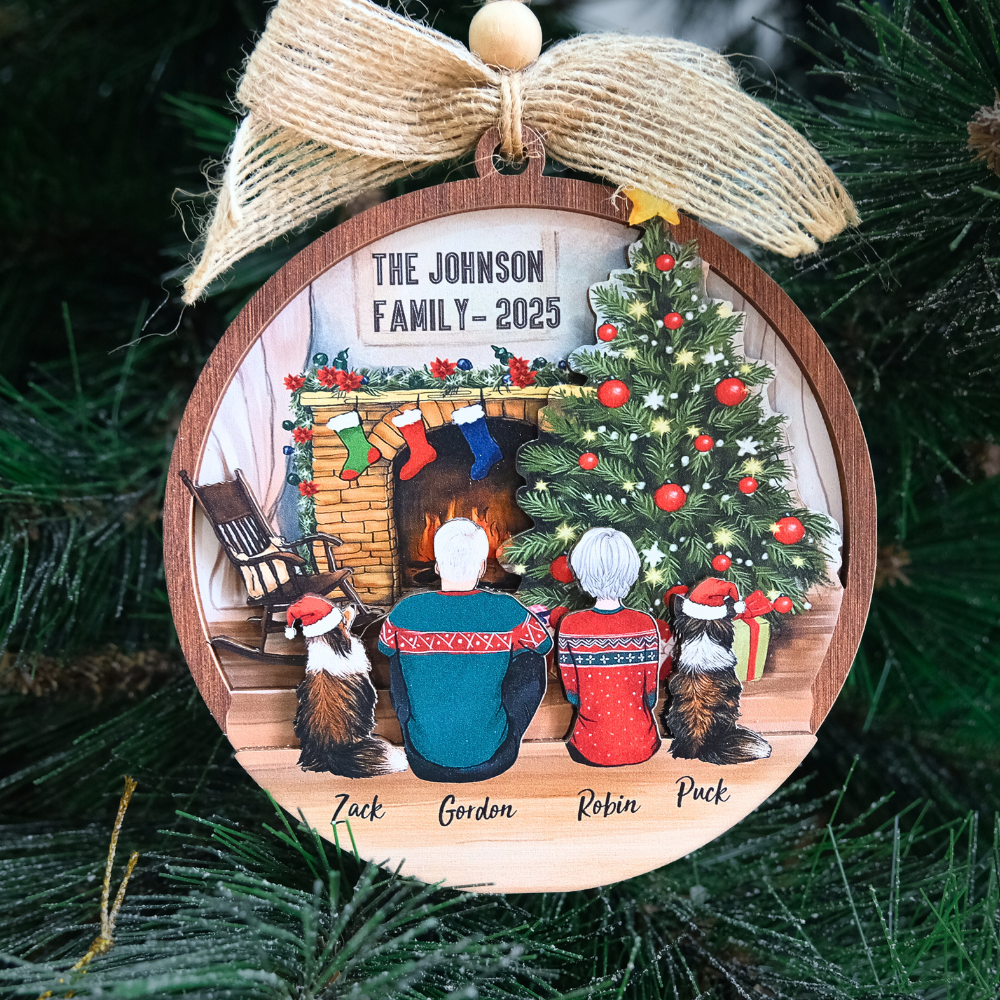 Personalized 3D Christmas Wooden Ornament - Christmas Gifts For Family, Dog Cat Lovers