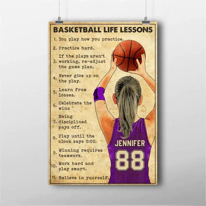 Basketball - Basketball Life Lessons - Personalized Basketball Poster Poster The Next Custom Gift