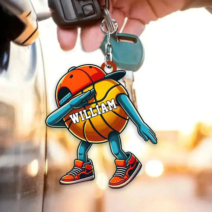 Basketball Lovers- Funny Dabbing Basketball - Personalized Acrylic Keychain Keychain The Next Custom Gift