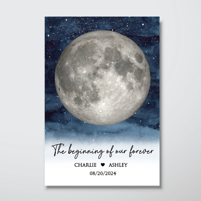 Starry Night Couple Custom Moon Phase Anniversary Date Personalized Poster, Anniversary Gift, Wedding Gift For Couple