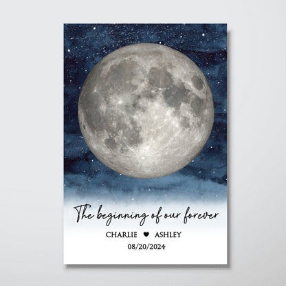 Starry Night Couple Custom Moon Phase Anniversary Date Personalized Poster, Anniversary Gift, Wedding Gift For Couple