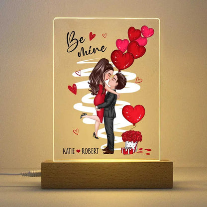 Be Mine Doll Couple Kissing Personalized Plaque LED Night Light LED Night Light The Next Custom Gift