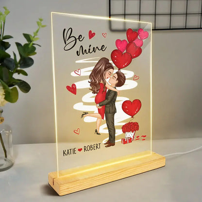 Be Mine Doll Couple Kissing Personalized Plaque LED Night Light LED Night Light The Next Custom Gift