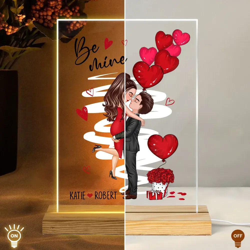 Be Mine Doll Couple Kissing Personalized Plaque LED Night Light LED Night Light The Next Custom Gift