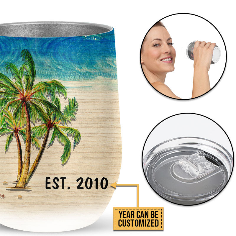 Beach Camping Where We Park Custom Wine Tumbler, RV Decor, Camping Gift