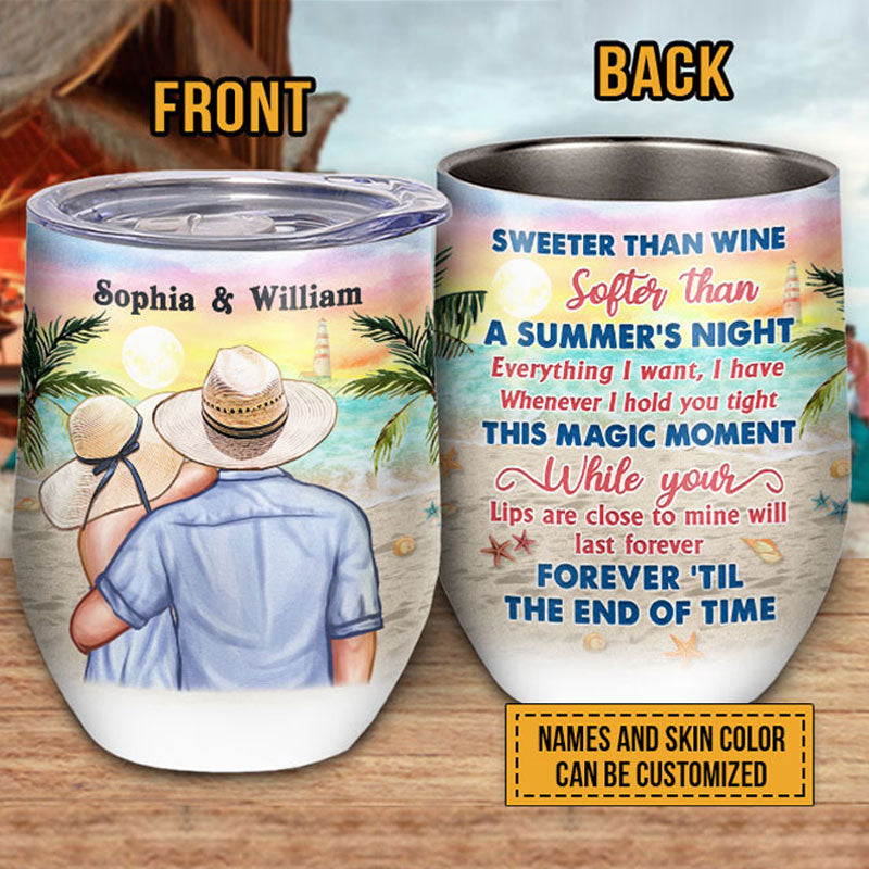 Beach Couple Dressed Sweeter Than Wine Softer Custom Wine Tumbler