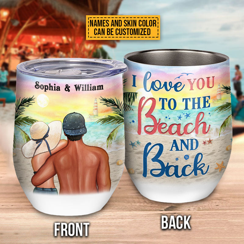 Beach Couple I Love You Custom Wine Tumbler