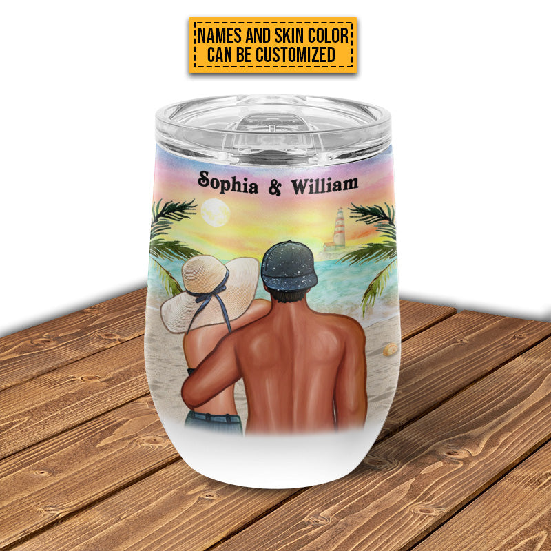 Beach Couple I Love You Custom Wine Tumbler