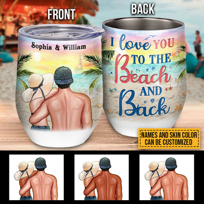 Beach Couple I Love You Custom Wine Tumbler