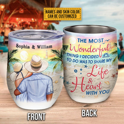 Beach Couple Married Dressed The Most Wonderful Thing Custom Wine Tumbler