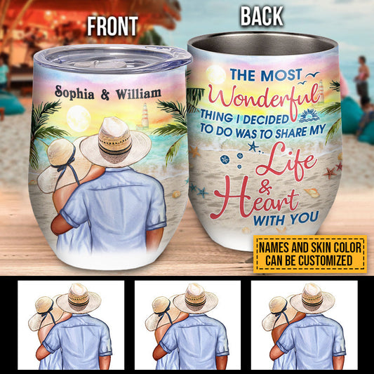 Beach Couple Married Dressed The Most Wonderful Thing Custom Wine Tumbler