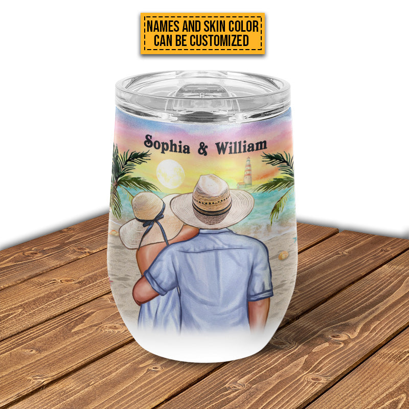 Beach Couple Married Dressed The Most Wonderful Thing Custom Wine Tumbler