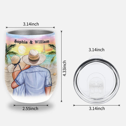 Beach Couple Married Dressed The Most Wonderful Thing Custom Wine Tumbler