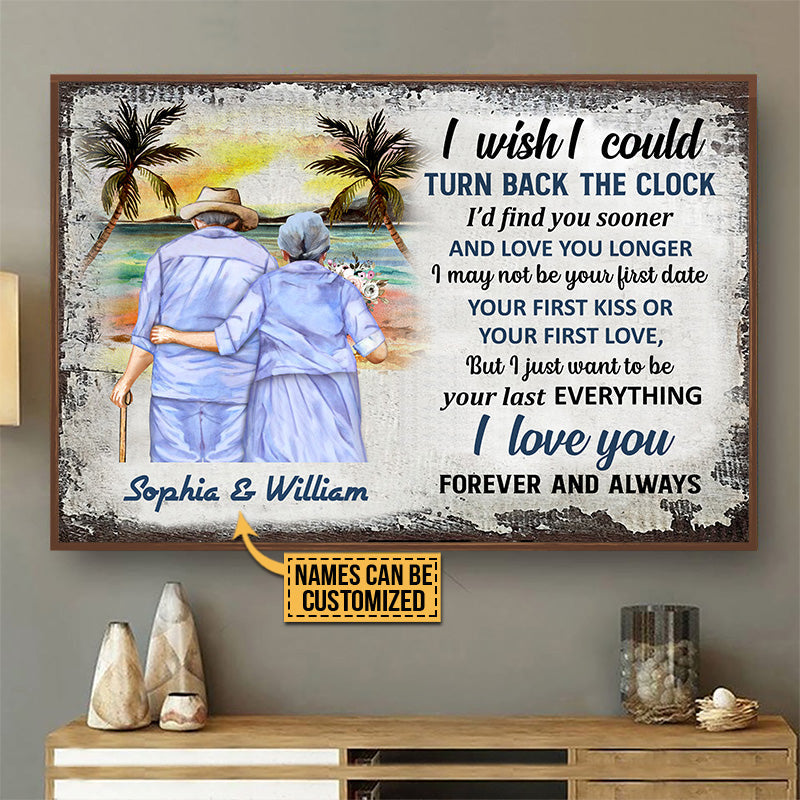 Beach Old Couple Turn Back The Clock Custom Poster
