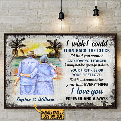 Beach Old Couple Turn Back The Clock Custom Poster