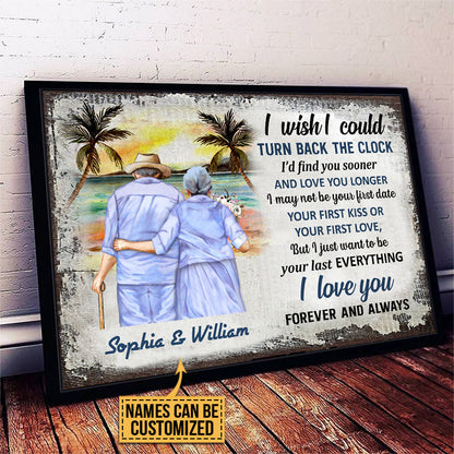 Beach Old Couple Turn Back The Clock Custom Poster