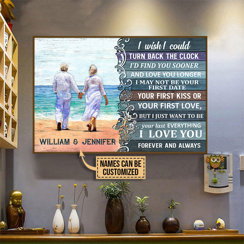 Beach Old Couple Turn Back The Clock, Couple Gift, Home Decor, Custom Poster