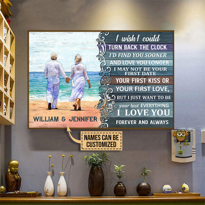 Beach Old Couple Turn Back The Clock, Couple Gift, Home Decor, Custom Poster